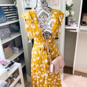 Floral Frill Detail Wrap Maxi Dress | Boohoo